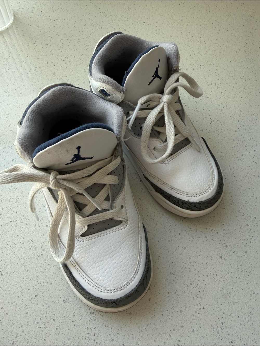 Jordan Kids Sneakers Shoes White Gray Navy Size 10C
